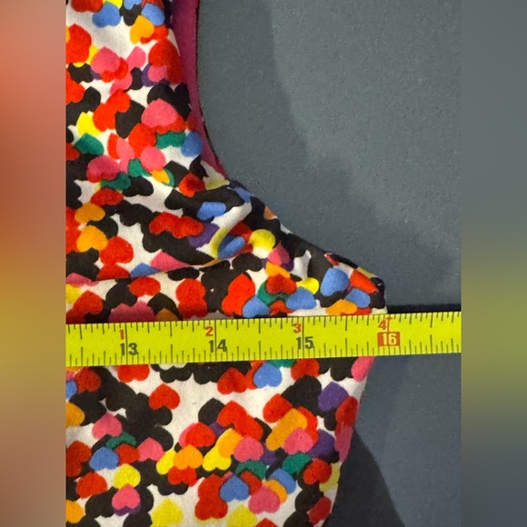 Betsey Johnson Multi Heart Print Sleeveless Ruchied Dress - Picture 10 of 11